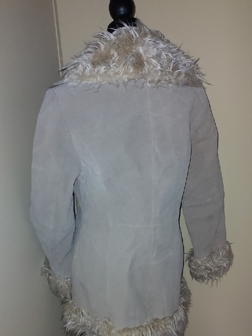 Rave Light Beige Penny Lane Suede Jacket  With Faux Afghan Collar - Picture 4 of 7